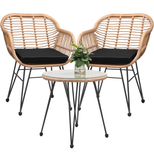 2 Seat Rattan Balcony Set Bali Brown/Black