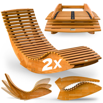 Swing lounger set of 2 acacia wood FSC-certified foldable