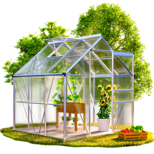 Aluminium greenhouse 190x190x195cm with foundation