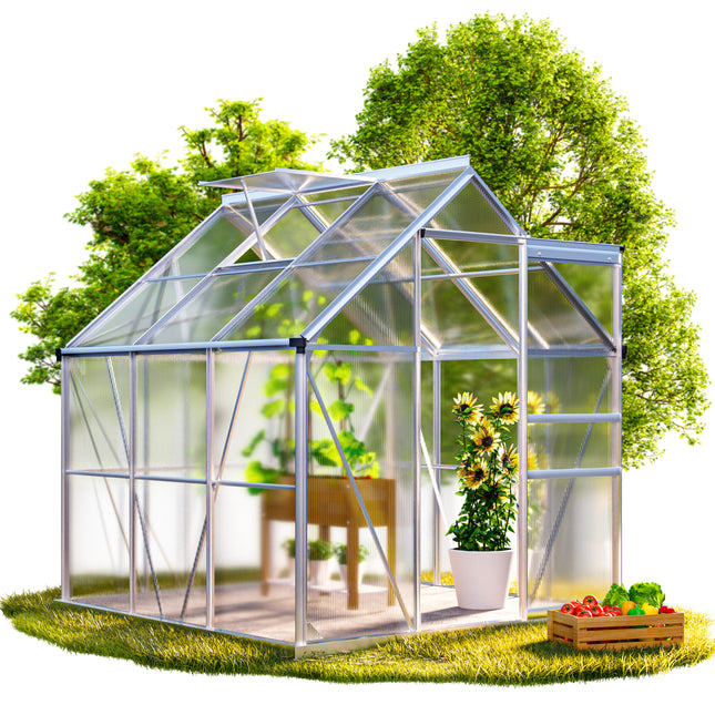 Aluminium greenhouse 190x190x195cm with skylight