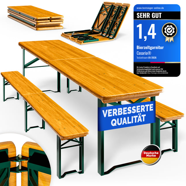Beer tent set 220cm foldable 10 persons high load capacity solid wood