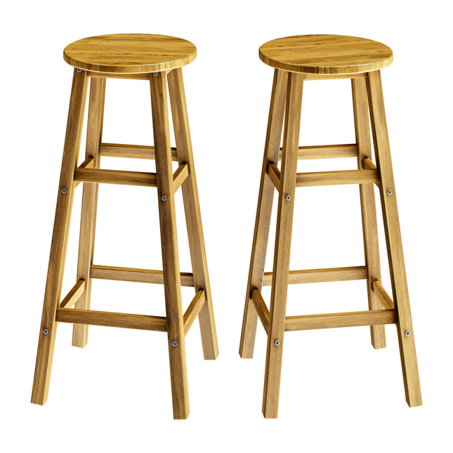 Bar Stool 2Pcs Acacia Wood