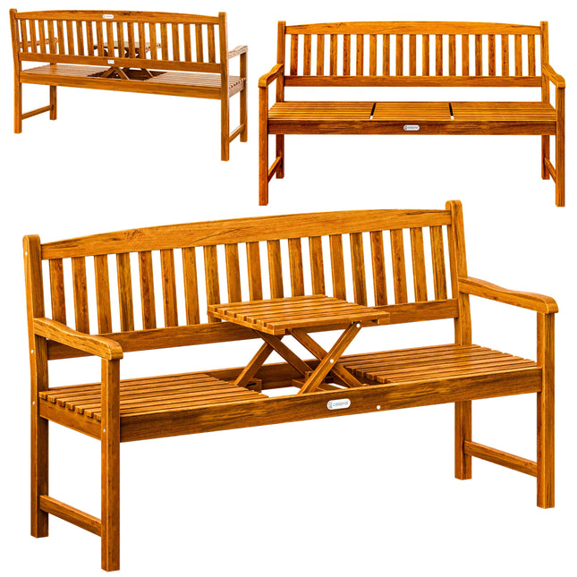 Wooden Garden Bench - Immersible Table - FSC®-Certified Eucalyptus Wood
