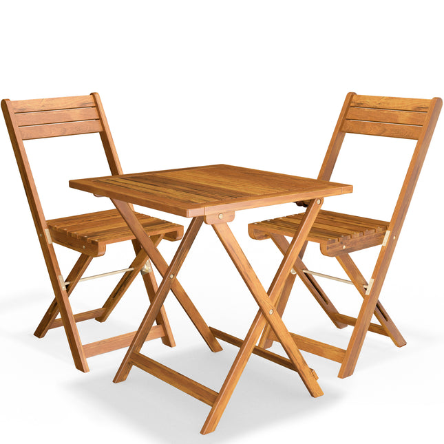 Balcony table and chairs Set Acacia Wood Foldable