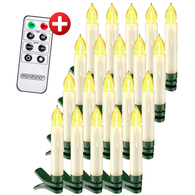 LED Christmas Tree Candles 20Pcs Warm White incl Remote
