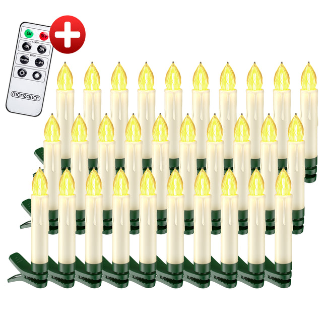 LED Christmas Tree Candles 30 Pcs Warm White incl Remote