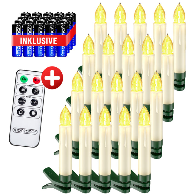 LED Christmas Tree Candles 20Pcs Warm White incl Batteries