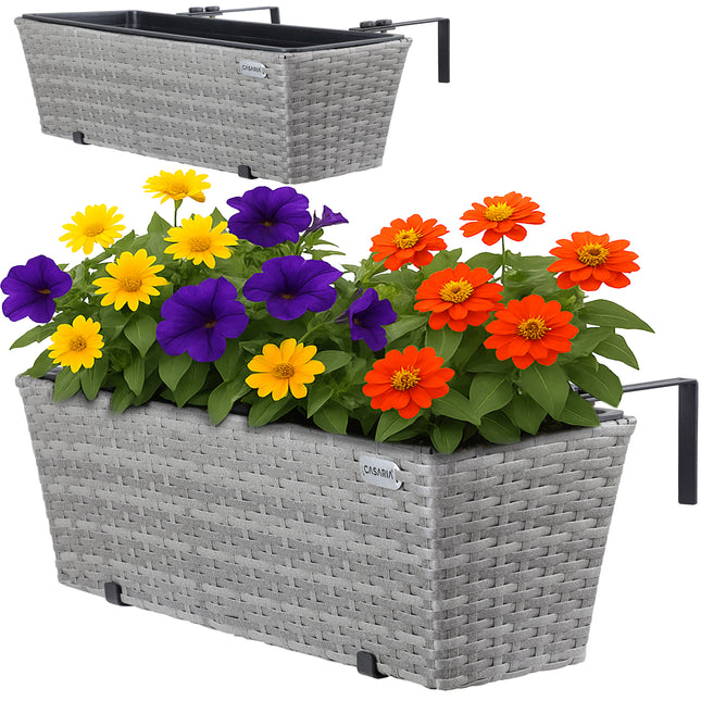 Balcony Planter Grey 236x79x75in - Set of 2