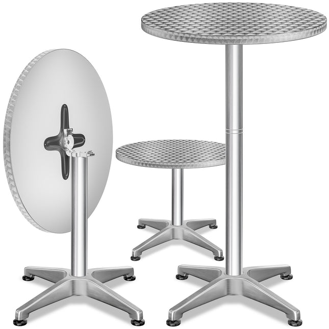 Bar Table 2Pcs Set Stainless Steel/Aluminium Height-Adjustable Foldable
