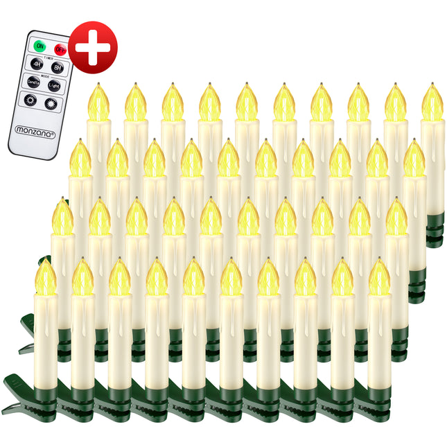 LED Christmas Tree Candles 40Pcs Warm White incl Remote