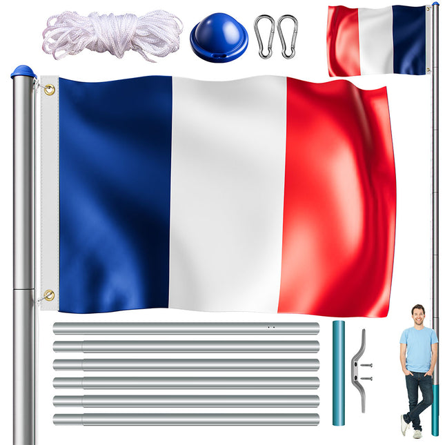 Aluminium flagpole 650cm incl France flag