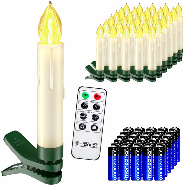 LED Christmas Tree Candles 30Pcs Warm White incl Batteries