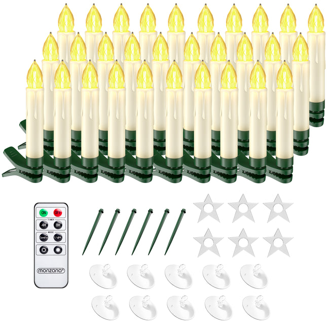 LED Christmas Tree Candles 30Pcs Warm White incl Accessories