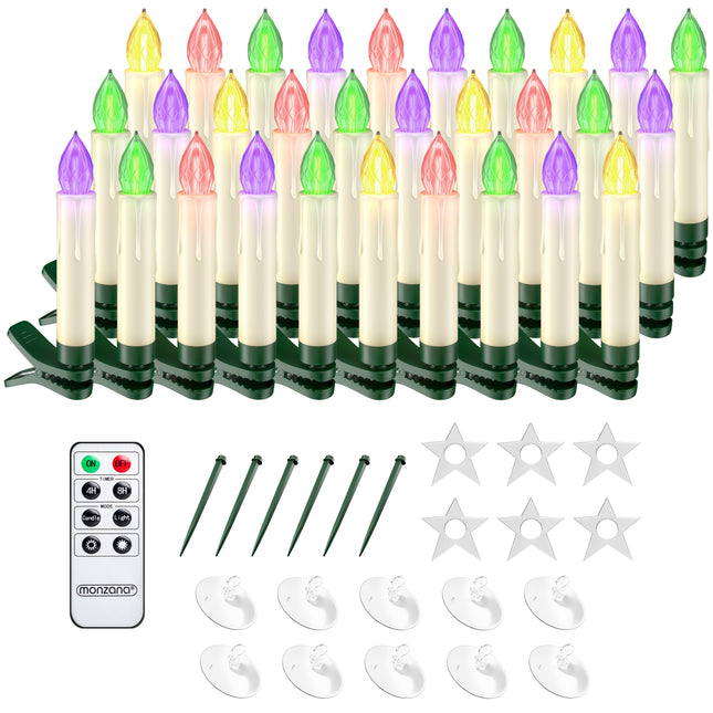LED Christmas Tree Candles 30Pcs Multicoloured incl Accessories