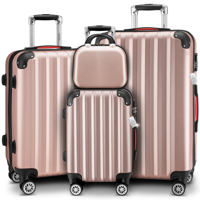 Hard Shell Suitcase Set 4Pcs Rose Gold 12L, 34L, 59L, 89L