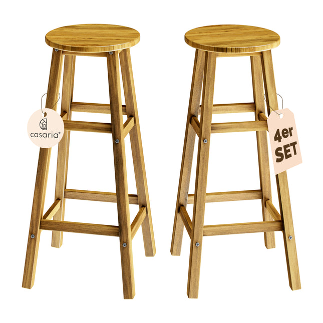 Bar Stool 4Pcs Set  Acacia Wood 75x34x34cm