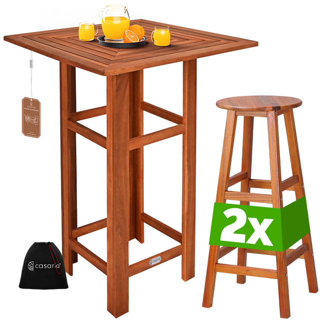 Bar table set 3 pcs acacia wood