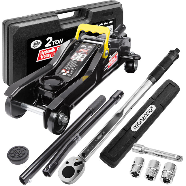Trolley Jack 2t 84-330mm Lifting Height incl 6Pcs Torque Wrench & Case