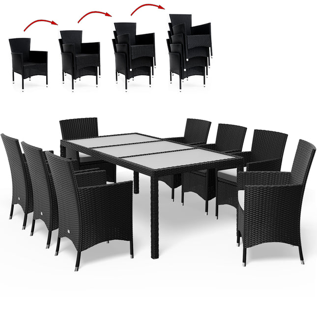 Aluminium Poly Rattan Dining Table Chairs Set