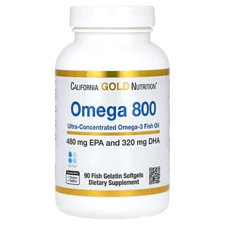 California Gold Omega 800 Ultra-Concentrated Omega-3 Fish Oil, 90 Softgels (1,000 mg)