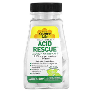 Country Life Acid Rescue Calcium Supplement, 60 Chewable Tablets