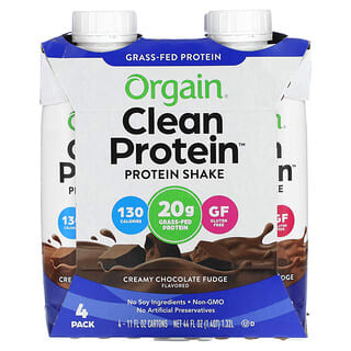 Orgain Clean Protein Shake Creamy Chocolate Fudge 20g Grass-Fed Protein