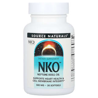 Source Naturals NKO Neptune Krill Oil 500mg, 30 Softgels for Heart Health