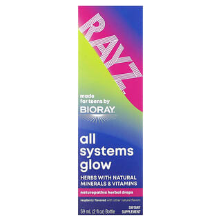 Bioray All Systems Glow for Teens, Natural Dietary Supplement, Raspberry Flavor, 2 fl oz