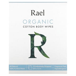 Organic Cotton Body Wipes by Rael, Fragrance Free, 10 Count