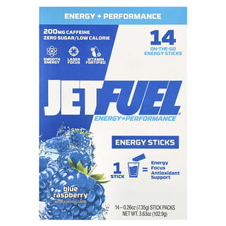 GAT JetFuel Energy + Performance Sticks, Blue Raspberry, 14 Stick Packs