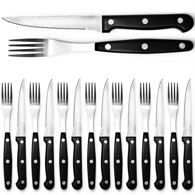 16pcs Cutlery Set K - 8 Steaknives and 8 Forks made of Stainless Steel