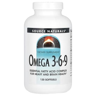 Source Naturals Omega 3 6 9, 120 Softgels for Heart and Brain Health