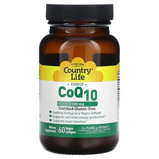 Country Life CoQ10 100mg 60 Vegan Softgels for Heart Health & Energy