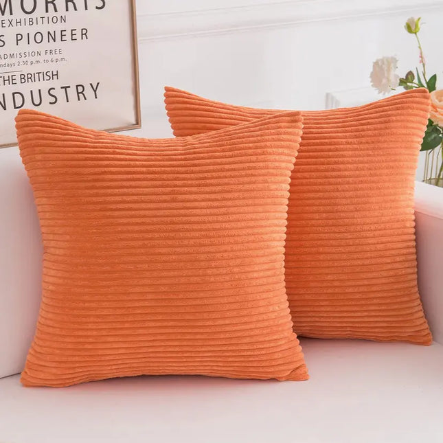 Yonous Corduroy Cushion Covers, Set of 2 Pack, Orange, 50x50 CM
