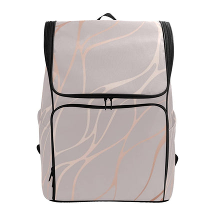 School Bag, Rose Gold Marble Pattern with Zipper Compartments