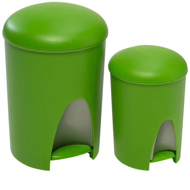 2 x Pedal Bin Set Green 16 and 6 L