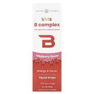 NutraChamps B Complex for Kids, 2 fl oz (60 ml) - Natural Energy & Focus Liquid Drops