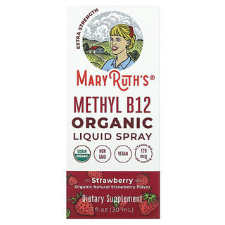USDA Organic Vegan B12 Spray, Extra Strength, 720 mcg, 1 fl oz (30 ml) - Strawberry Flavor