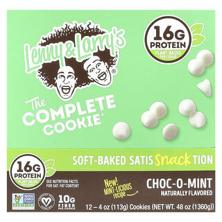 Lenny & Larry's Choc-O-Mint Complete Cookie 12 Pack, Vegan, 16g Protein Per Cookie