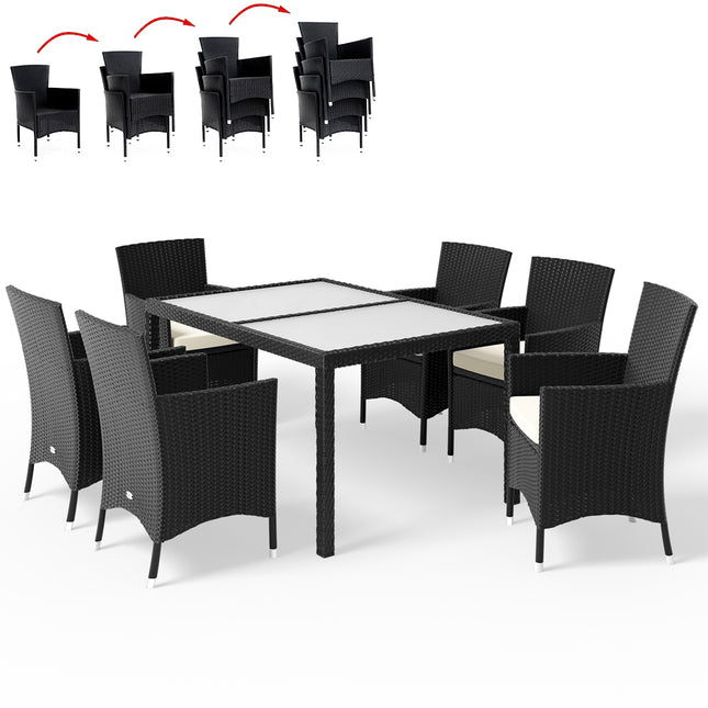 13 Piece Rattan Garden Dining Table Set made of Aluminium - Stackable Chairs