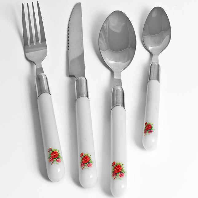 24 pcs Cutlery made of stainless steel with rose decoration