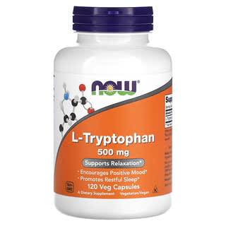 NOW Foods L-Tryptophan 500mg, 120 Veg Capsules - Relaxation & Mood Support