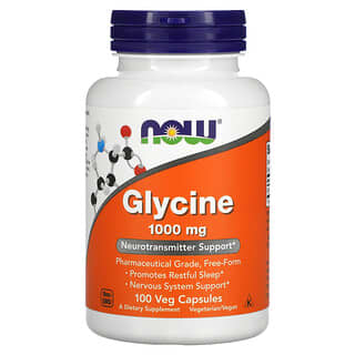 NOW Foods Glycine 1000mg, 100 Veg Capsules for Sleep & Nervous System Support