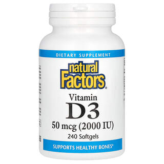 Natural Factors Vitamin D3 50 mcg (2,000 IU) Softgels for Bone Health