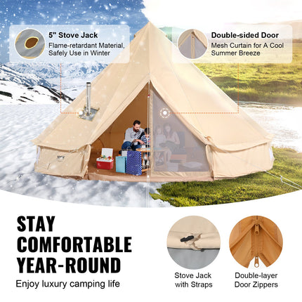 Canvas Bell Tent, 6 people, 4 Seasons, 4 m/13.12 ft, Yurt Tent
