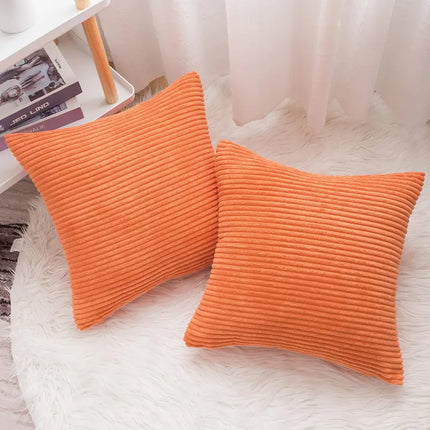 Yonous Corduroy Cushion Covers, Set of 2 Pack, Orange, 50x50 CM