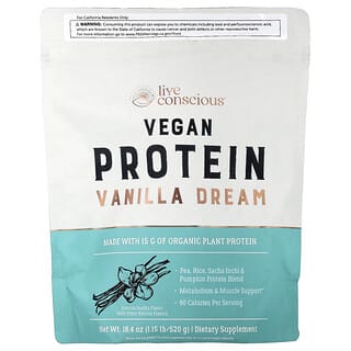 Live Conscious Vegan Protein Powder, Vanilla Dream, 1.15 lb (520 g)