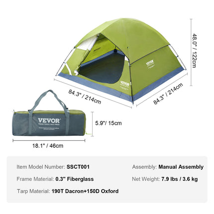 Camping Tent, 7 x 7 x 4 ft Fit for 3 Person, Waterproof Lightweight Backpacking Tent