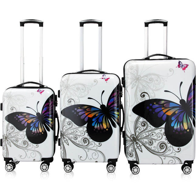 Hard Shell Suitcase Set Butterfly 3Pcs 42L, 66L, 98L