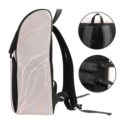 School Bag, Rose Gold Marble Pattern with Zipper Compartments